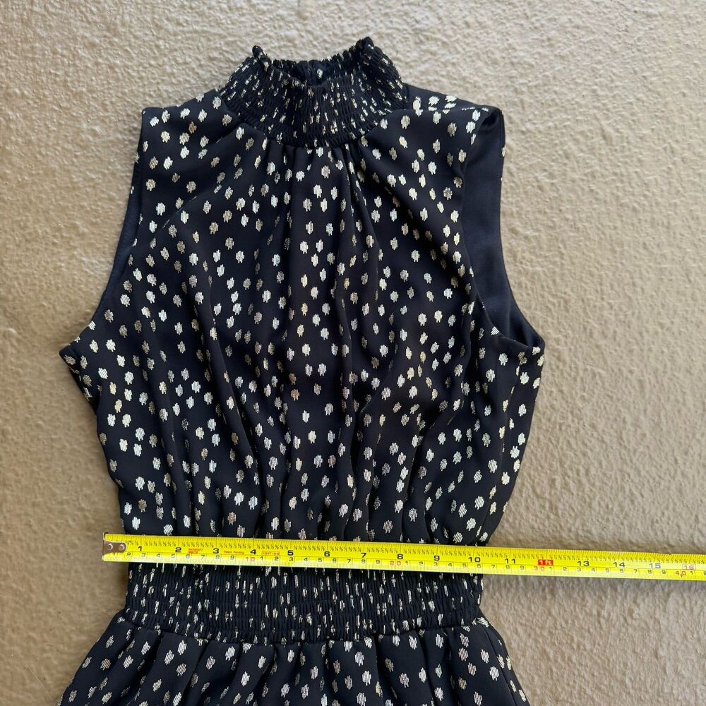 MSK Petite Black Tiered Halter Dress Gold Polka Dots Sz PS Coquette Whimsygoth - Picture 11 of 16